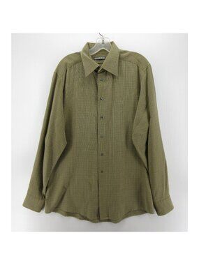 Eton Shirt 16.5 Olive Button Down Micro Check Lyocell Dress Shirt